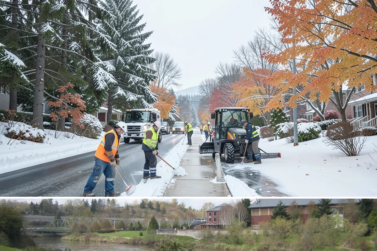 Business Park Sidewalk Clearing in Tukwila, King County, WA - Business park demand runs December through February, when shaded courtyards and connectors refreeze overnight between weekday...