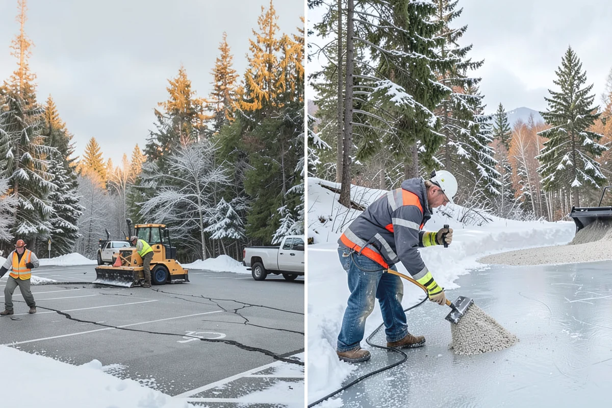 Business Park Sidewalk Clearing in Wilkeson, Pierce County, WA - Map campus walks, courtyards, and building connectors