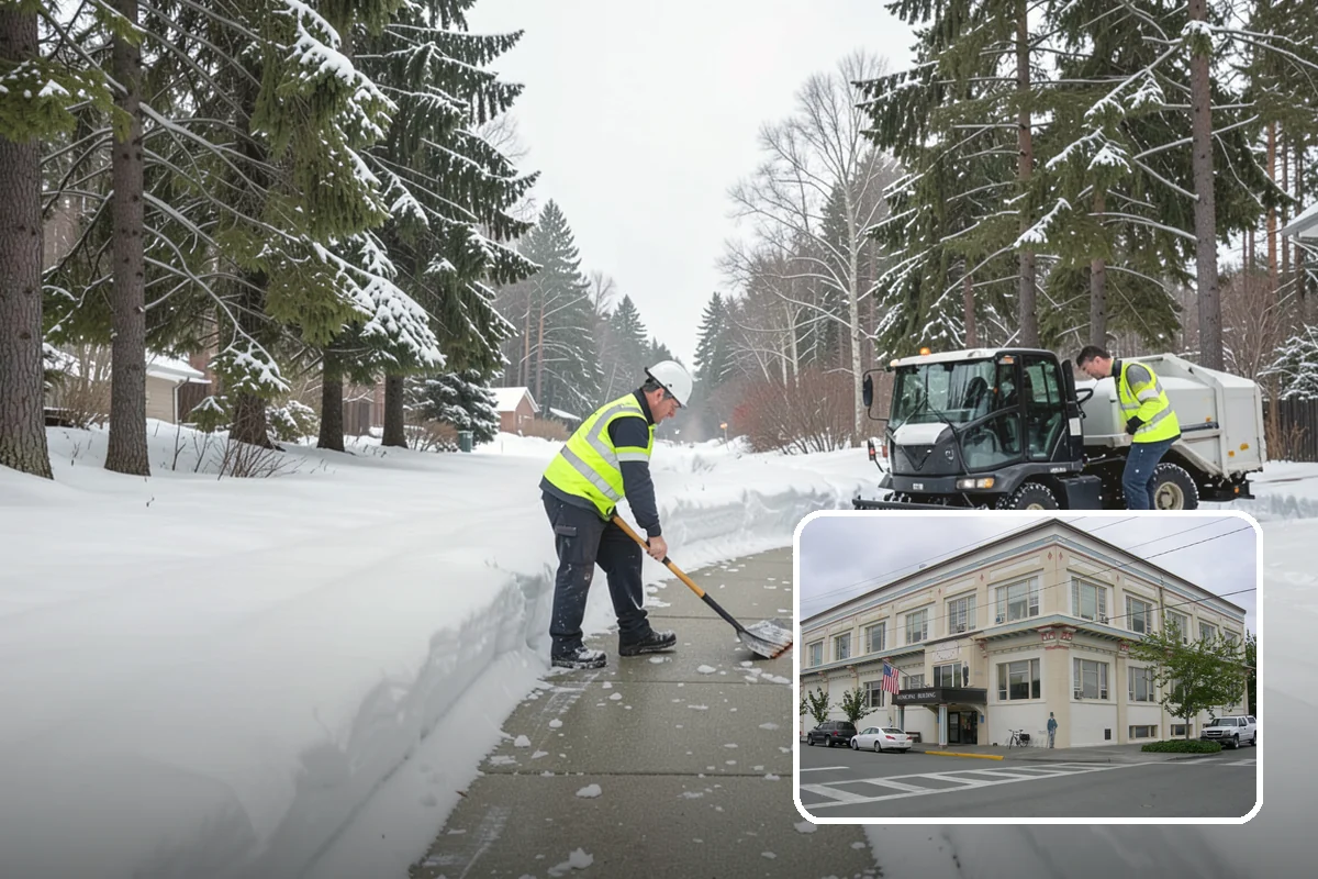 Business Park Snow Plowing in Anacortes, Skagit County, WA - Internal roads and every tenant lot cleared before the workday