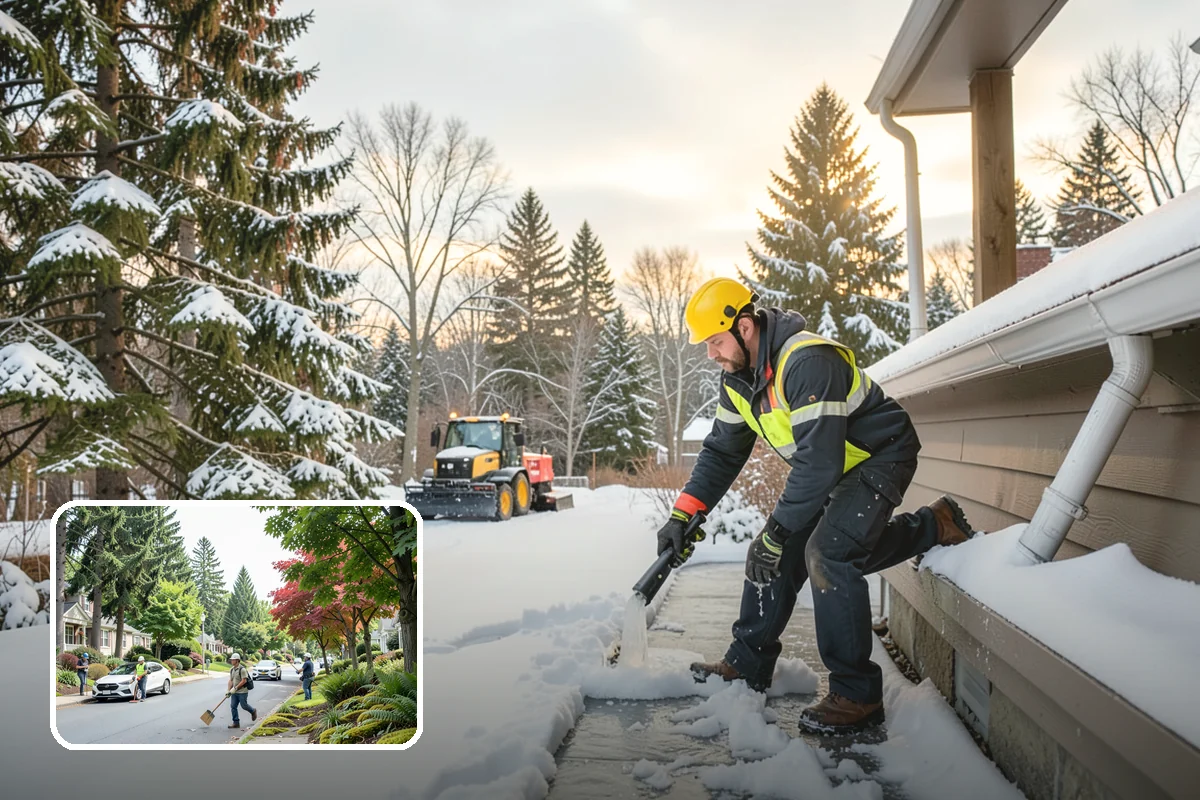 Business Park Snow Plowing in Beaux Arts Village, King County, WA - Internal roads and every tenant lot cleared before the workday