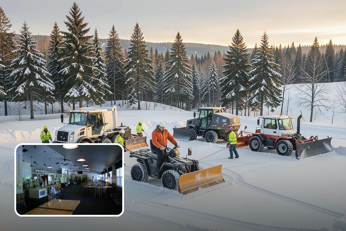 Business Park Snow Plowing in Black Diamond, King County, WA - Internal roads and every tenant lot cleared before the workday