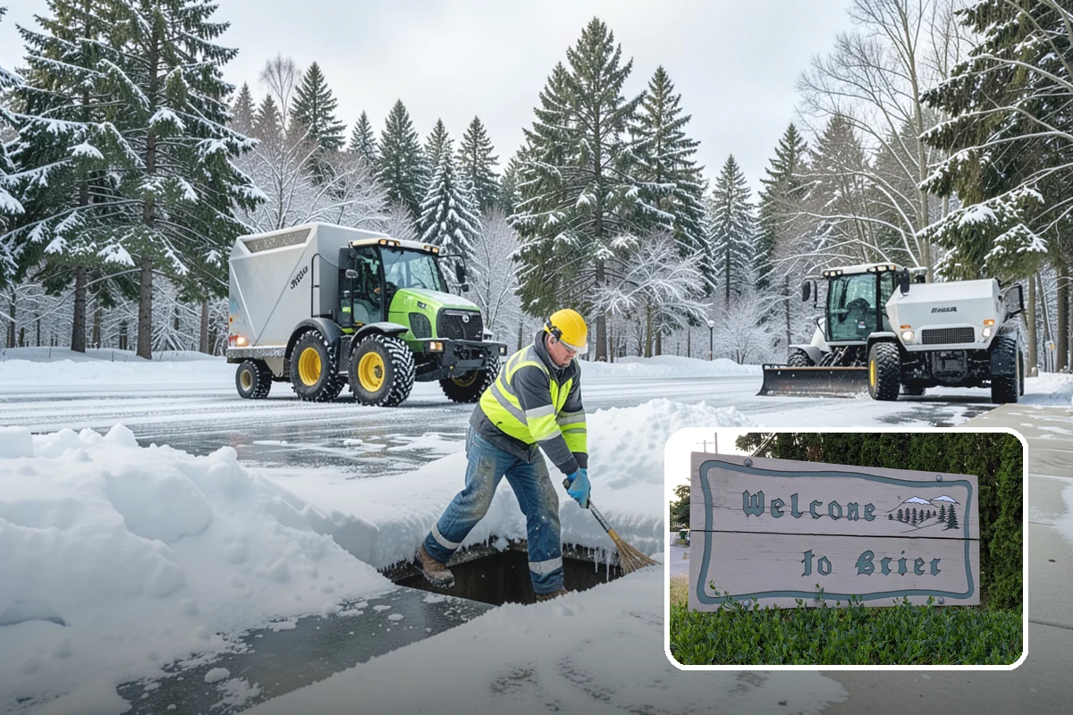 Business Park Snow Plowing in Brier, Snohomish County, WA - Internal roads and every tenant lot cleared before the workday