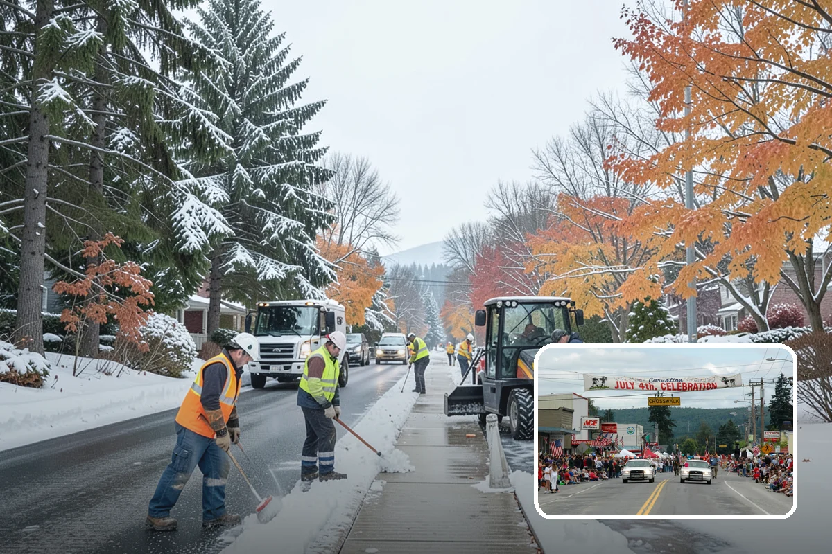Business Park Snow Plowing in Carnation, King County, WA - Internal roads and every tenant lot cleared before the workday
