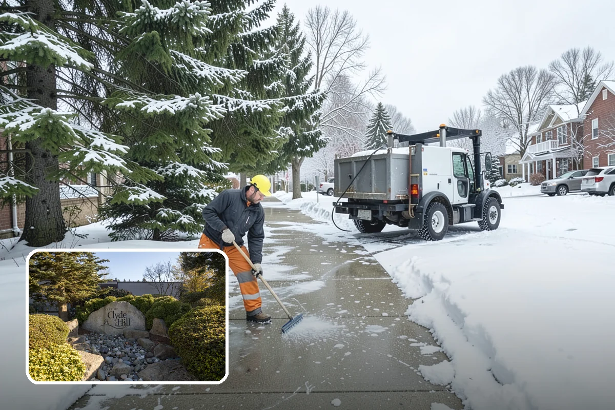 Business Park Snow Plowing in Clyde Hill, King County, WA - Internal roads and every tenant lot cleared before the workday