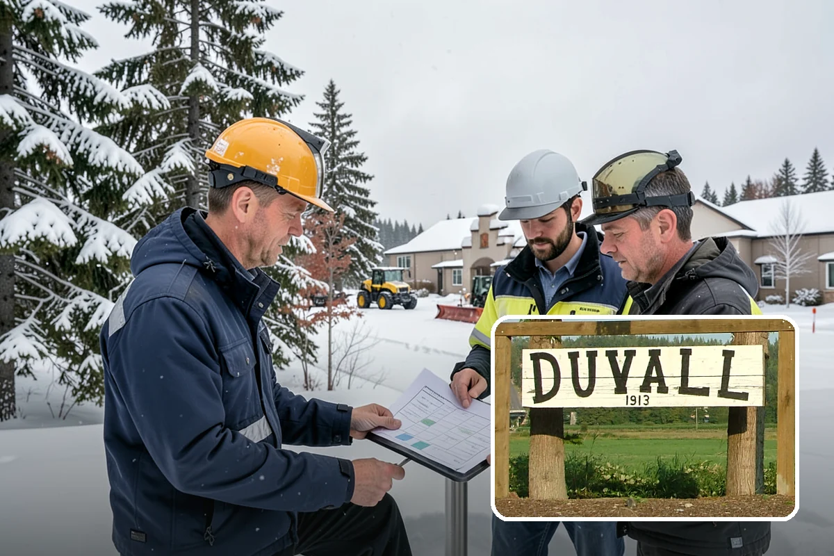 Business Park Snow Plowing in Duvall, King County, WA - Internal roads and every tenant lot cleared before the workday