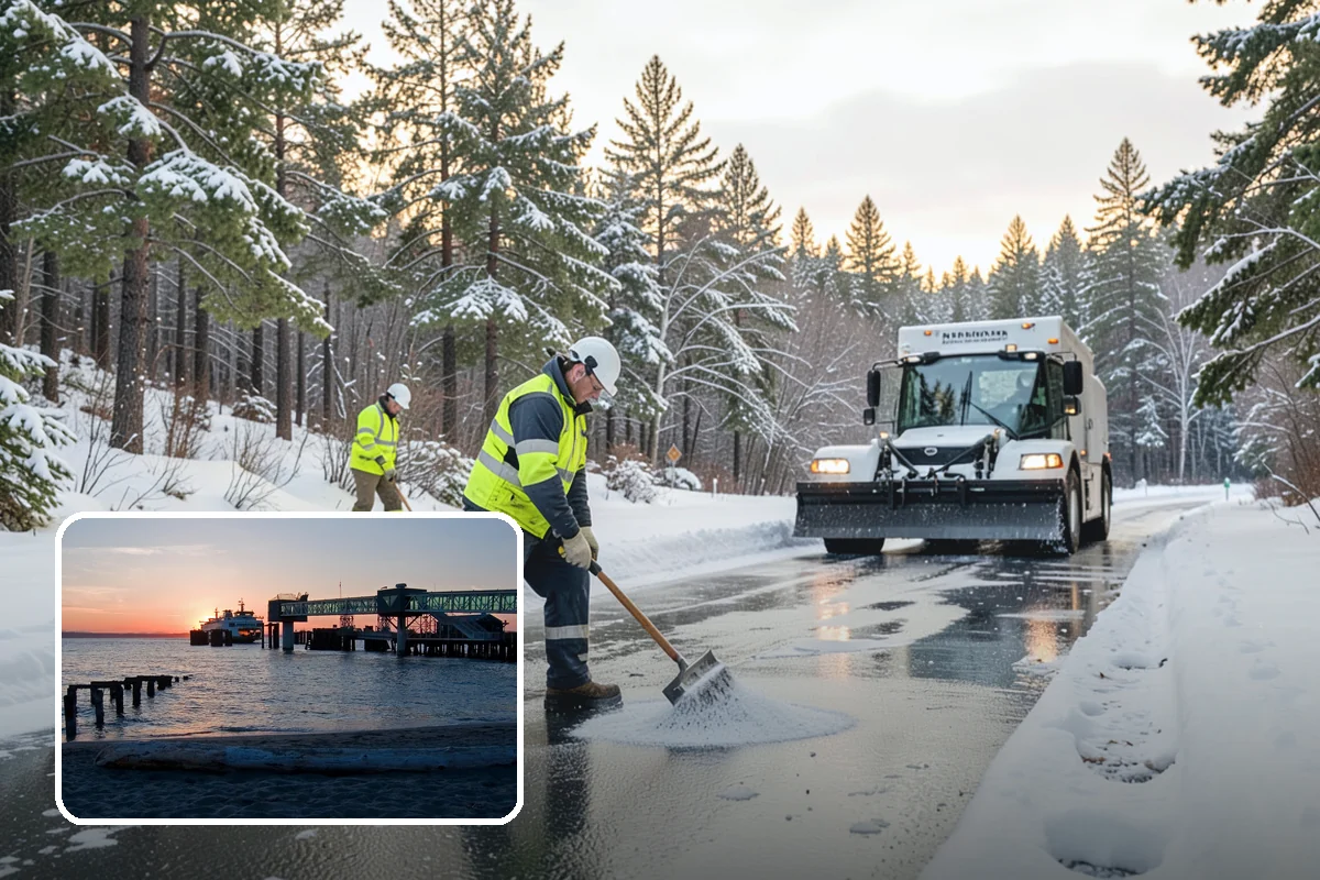 Business Park Snow Plowing in Edmonds, Snohomish County, WA - Internal roads and every tenant lot cleared before the workday