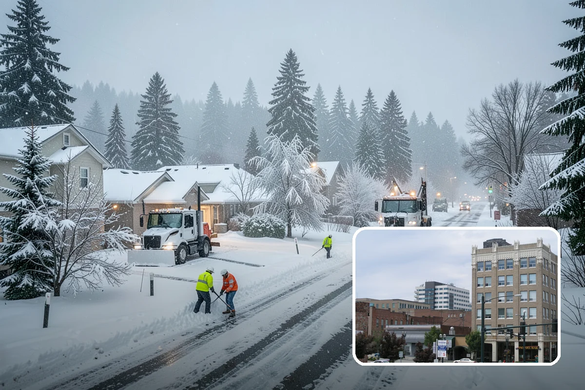 Business Park Snow Plowing in Everett, Snohomish County, WA - Internal roads and every tenant lot cleared before the workday
