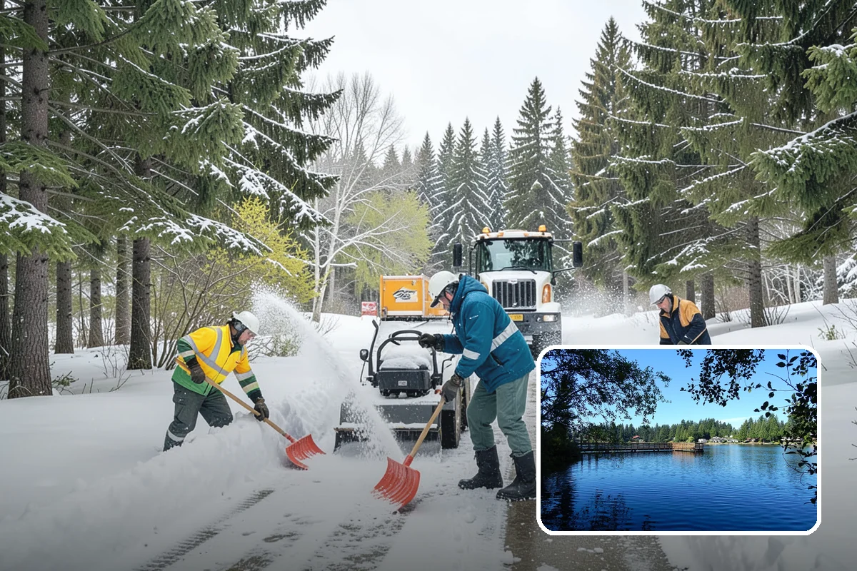 Business Park Snow Plowing in Federal Way, King County, WA - Internal roads and every tenant lot cleared before the workday