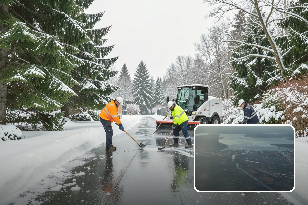 Business Park Snow Plowing in Fife, Pierce County, WA - Internal roads and every tenant lot cleared before the workday