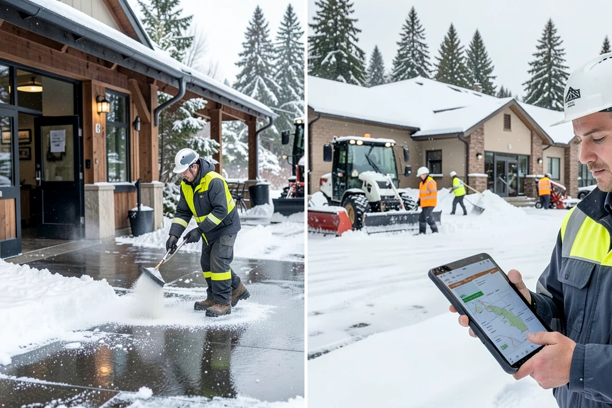 Business Park Snow Plowing in Fircrest, Pierce County, WA - Map the internal roads, tenant lots, and building entrances with management