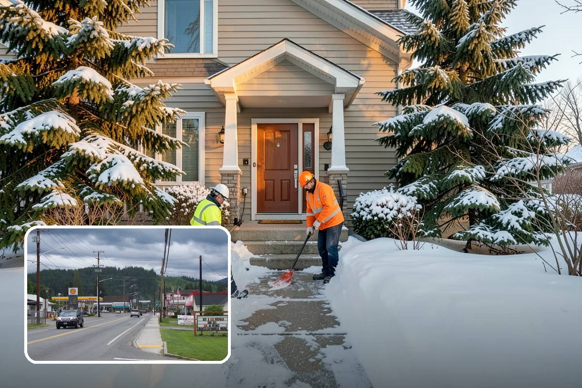Business Park Snow Plowing in Granite Falls, Snohomish County, WA - Internal roads and every tenant lot cleared before the workday