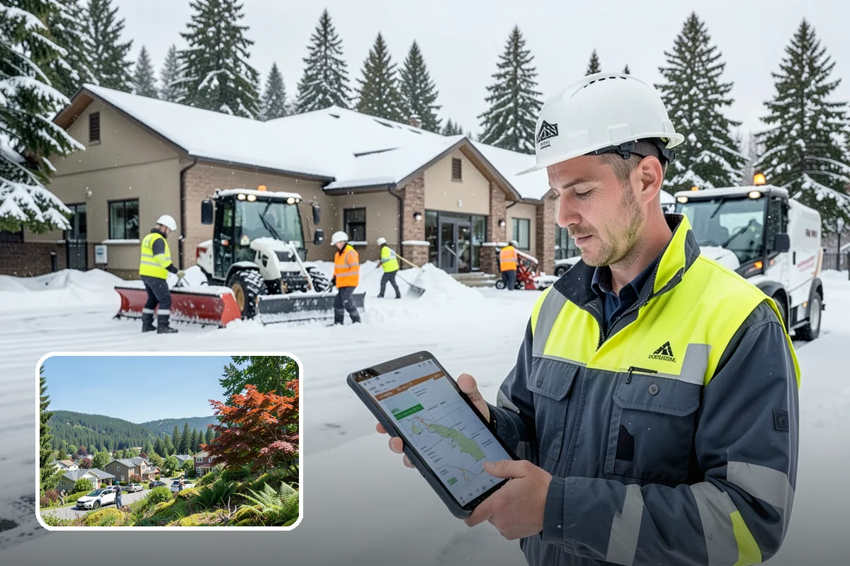 Business Park Snow Plowing in Index, Snohomish County, WA - Internal roads and every tenant lot cleared before the workday