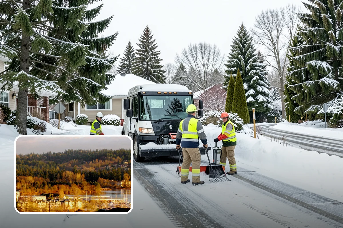 Business Park Snow Plowing in Kenmore, King County, WA - Internal roads and every tenant lot cleared before the workday