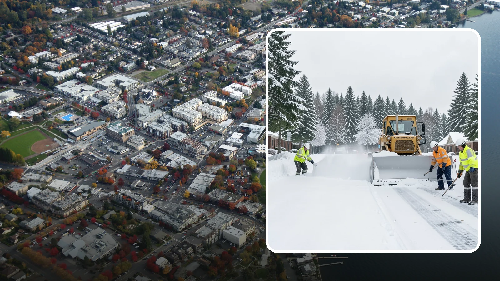 Business Park Snow Plowing in Kirkland, King County, WA - We plow business park roads, shared lots, and multiple building entrances so every tenant company opens on time.