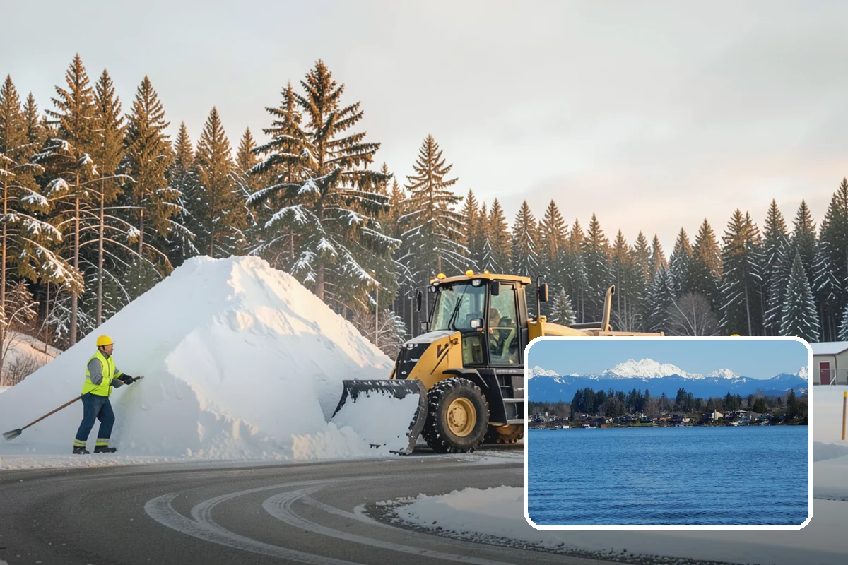 Business Park Snow Plowing in Lake Stevens, Snohomish County, WA - Internal roads and every tenant lot cleared before the workday