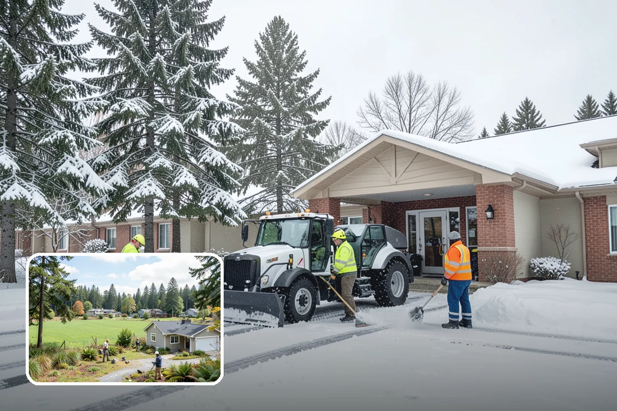 Business Park Snow Plowing in Lyman, Skagit County, WA - Internal roads and every tenant lot cleared before the workday
