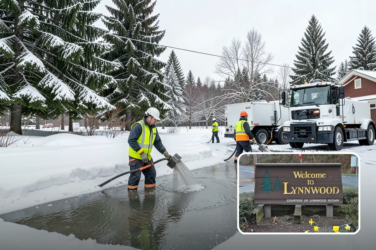 Business Park Snow Plowing in Lynnwood, Snohomish County, WA - Internal roads and every tenant lot cleared before the workday
