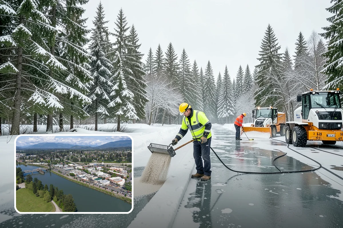 Business Park Snow Plowing in Mount Vernon, Skagit County, WA - Internal roads and every tenant lot cleared before the workday