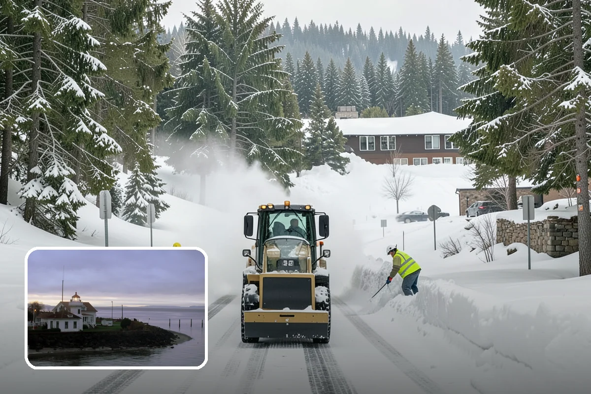 Business Park Snow Plowing in Mukilteo, Snohomish County, WA - Internal roads and every tenant lot cleared before the workday