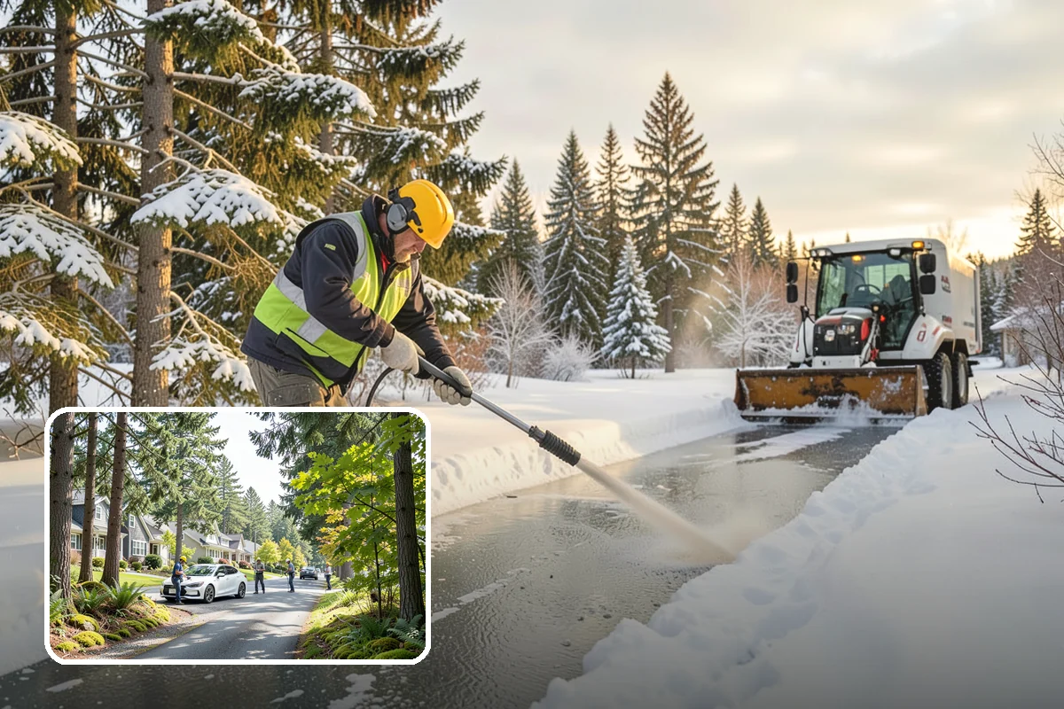 Business Park Snow Plowing in Normandy Park, King County, WA - Internal roads and every tenant lot cleared before the workday