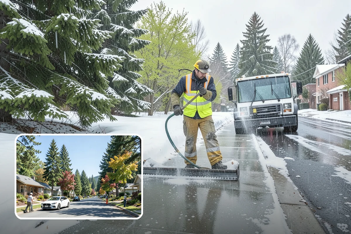Business Park Snow Plowing in Orting, Pierce County, WA - Internal roads and every tenant lot cleared before the workday