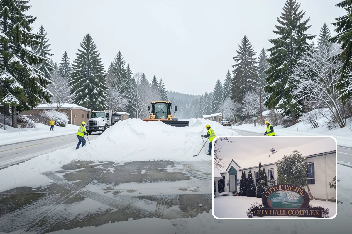 Business Park Snow Plowing in Pacific, King County, WA - Internal roads and every tenant lot cleared before the workday