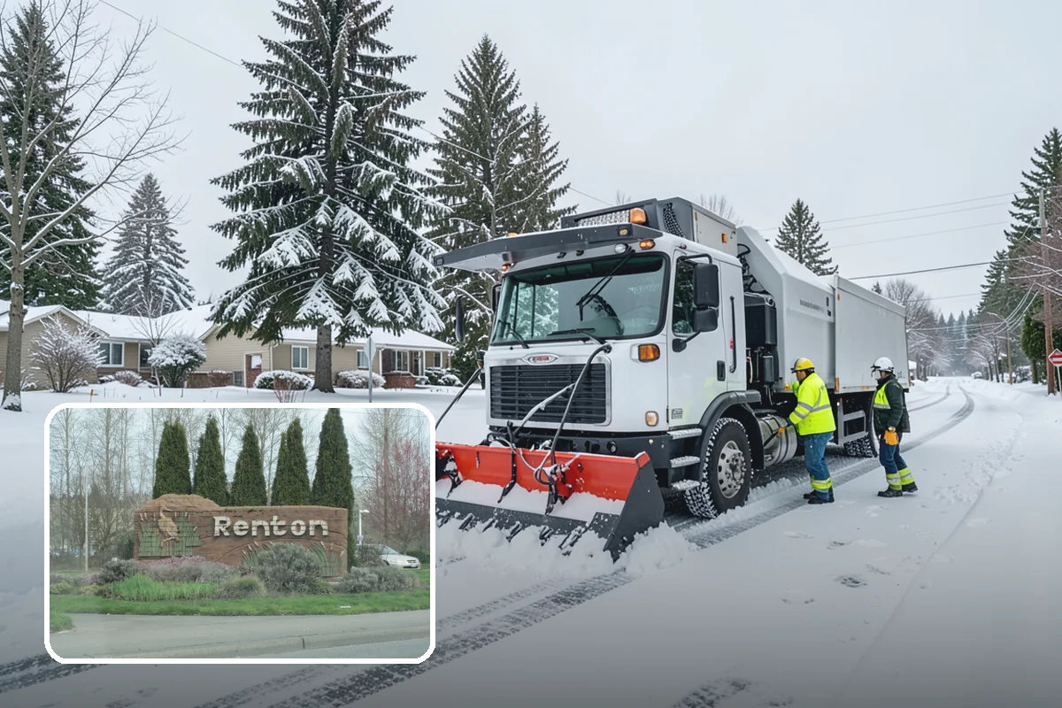 Business Park Snow Plowing in Renton, King County, WA - Internal roads and every tenant lot cleared before the workday