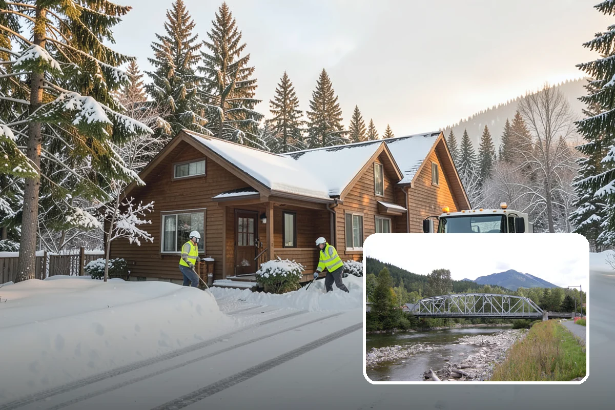 Business Park Snow Plowing in Skykomish, King County, WA - Internal roads and every tenant lot cleared before the workday