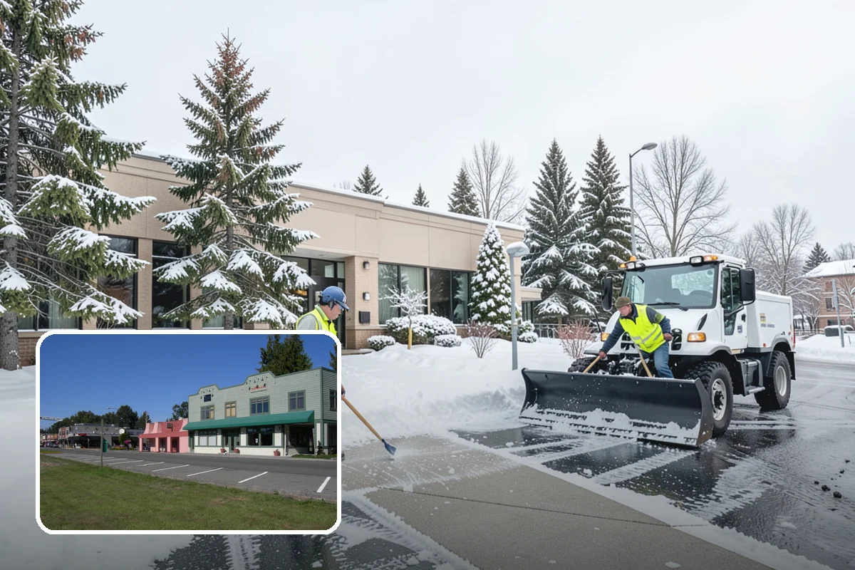 Business Park Snow Plowing in Snoqualmie, King County, WA - Internal roads and every tenant lot cleared before the workday