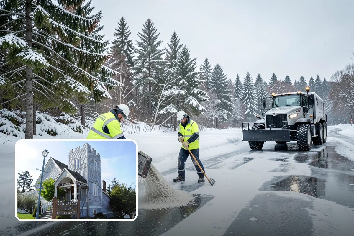 Business Park Snow Plowing in Steilacoom, Pierce County, WA - Internal roads and every tenant lot cleared before the workday