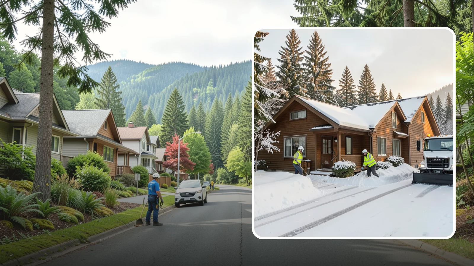 Cabin Snow Removal in Darrington, Snohomish County, WA - We clear access and rooflines for cabins and getaway homes in the Cascade foothills and passes where real snow accumulates.
