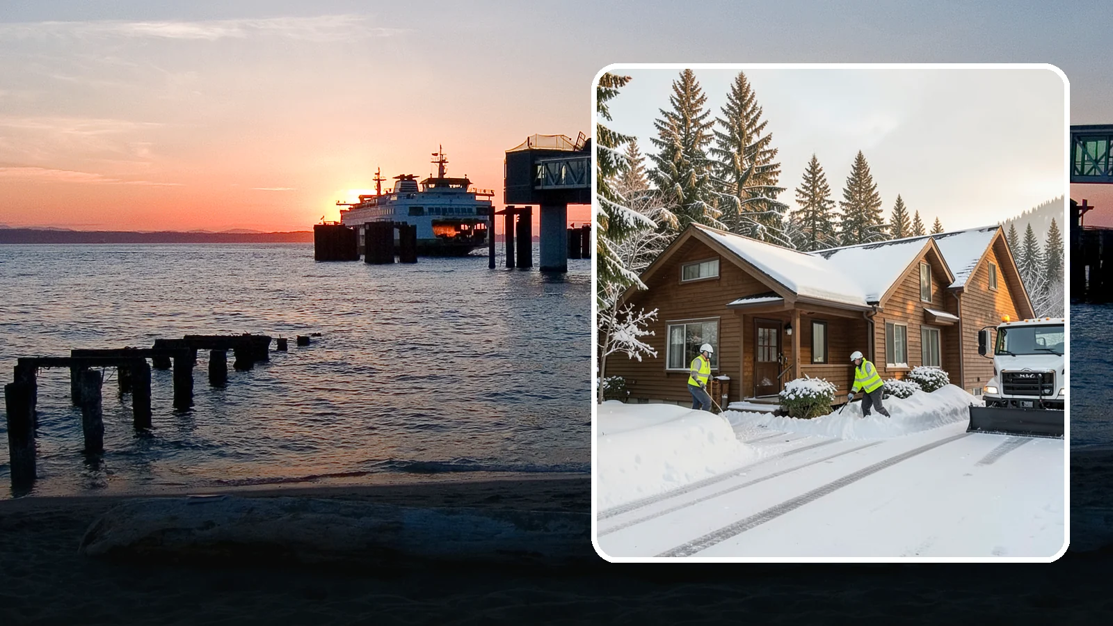 Cabin Snow Removal in Edmonds, Snohomish County, WA - We clear access and rooflines for cabins and getaway homes in the Cascade foothills and passes where real snow accumulates.