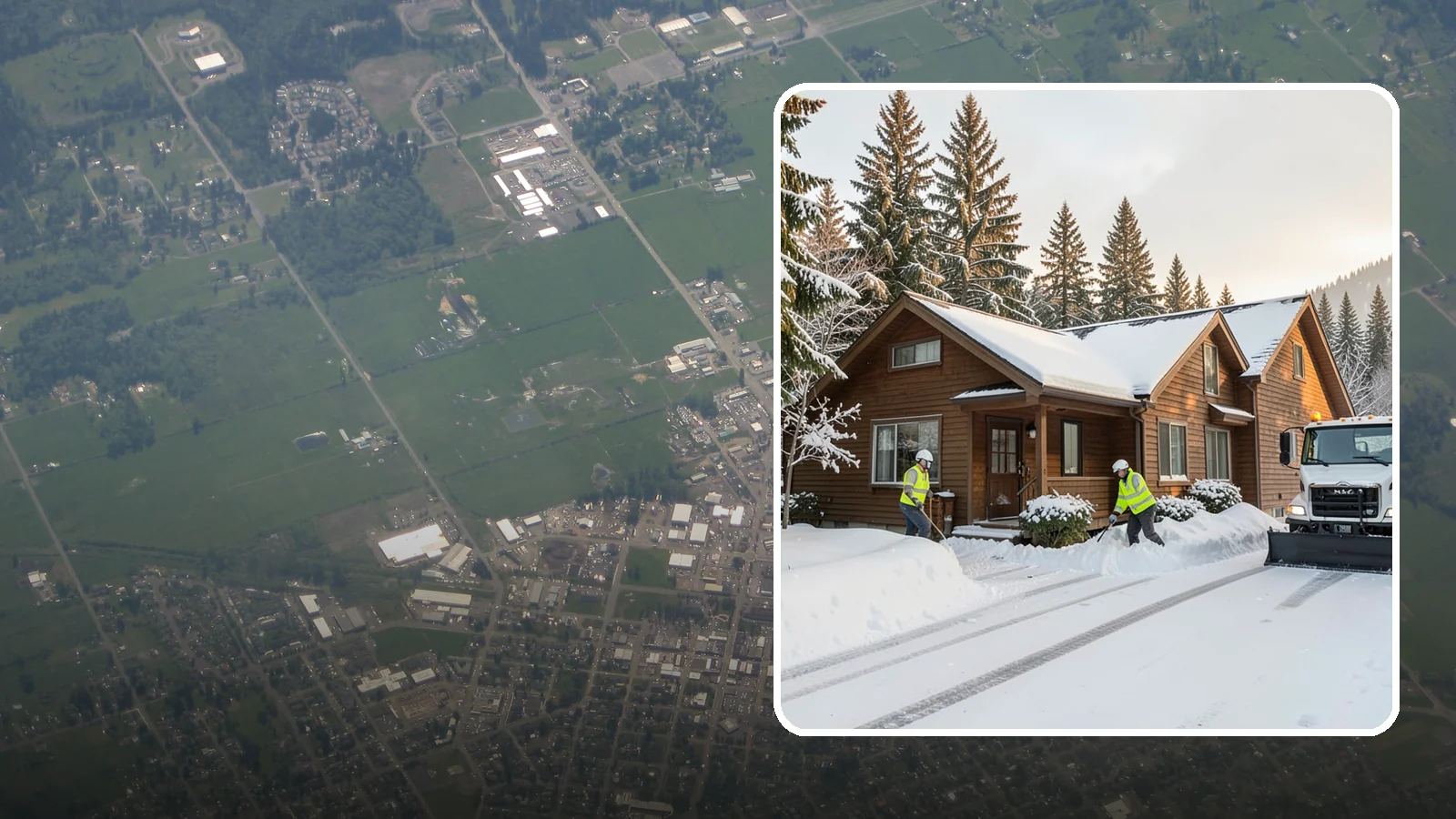 Cabin Snow Removal in Enumclaw, King County, WA - We clear access and rooflines for cabins and getaway homes in the Cascade foothills and passes where real snow accumulates.