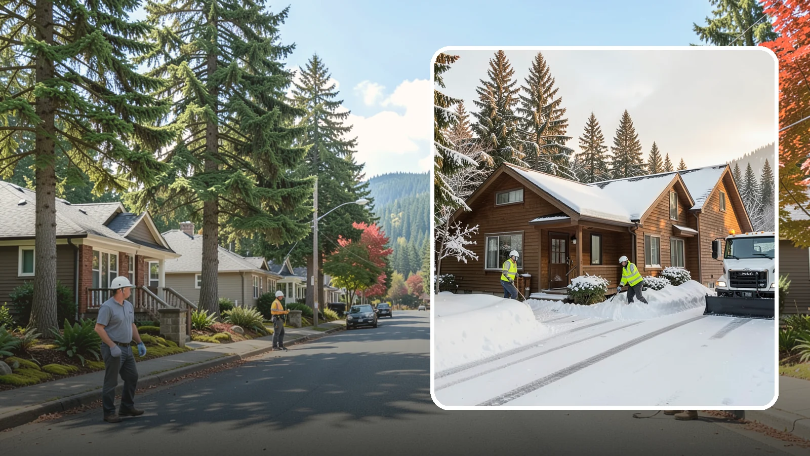 Cabin Snow Removal in Hunts Point, King County, WA - We clear access and rooflines for cabins and getaway homes in the Cascade foothills and passes where real snow accumulates.