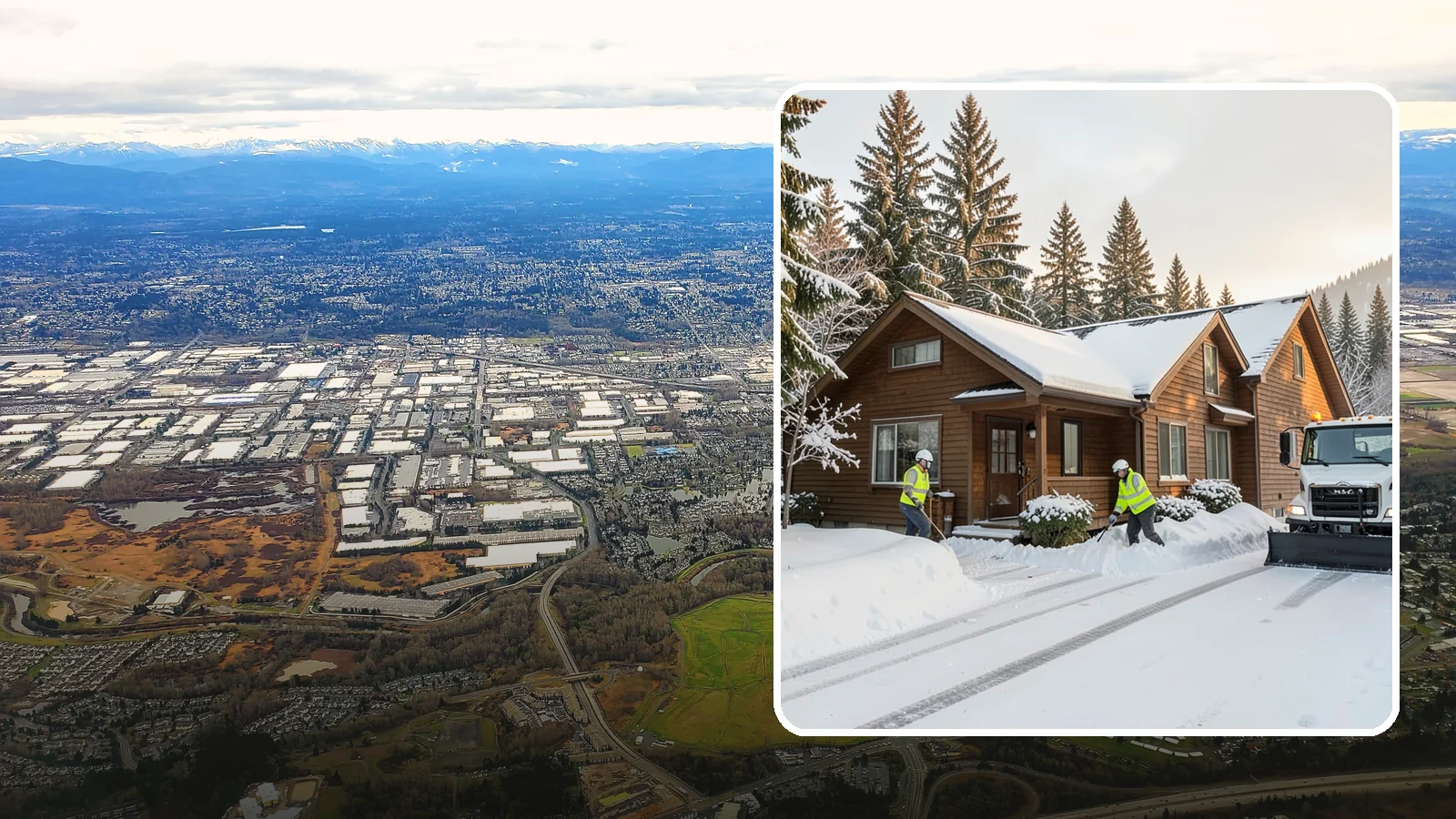 Cabin Snow Removal in Kent, King County, WA - We clear access and rooflines for cabins and getaway homes in the Cascade foothills and passes where real snow accumulates.