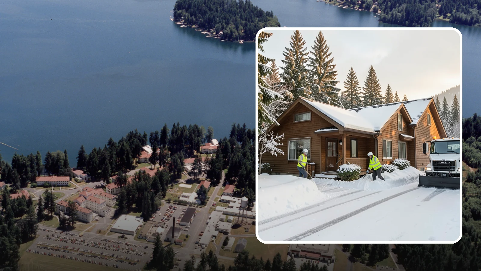 Cabin Snow Removal in Lakewood, Pierce County, WA - We clear access and rooflines for cabins and getaway homes in the Cascade foothills and passes where real snow accumulates.