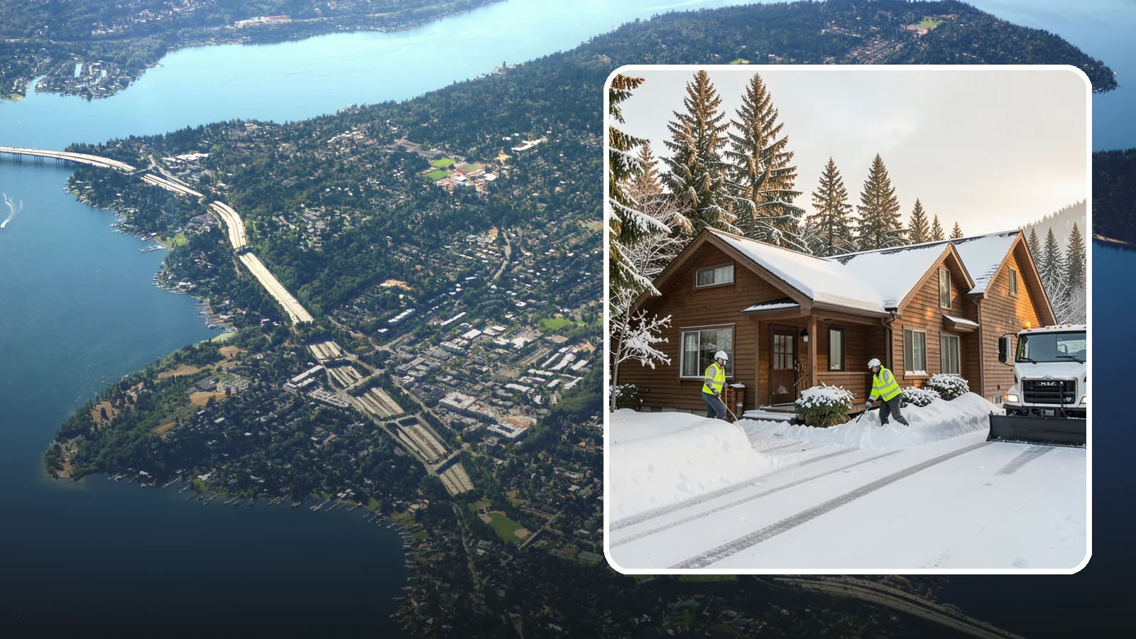 Cabin Snow Removal in Mercer Island, King County, WA - We clear access and rooflines for cabins and getaway homes in the Cascade foothills and passes where real snow accumulates.