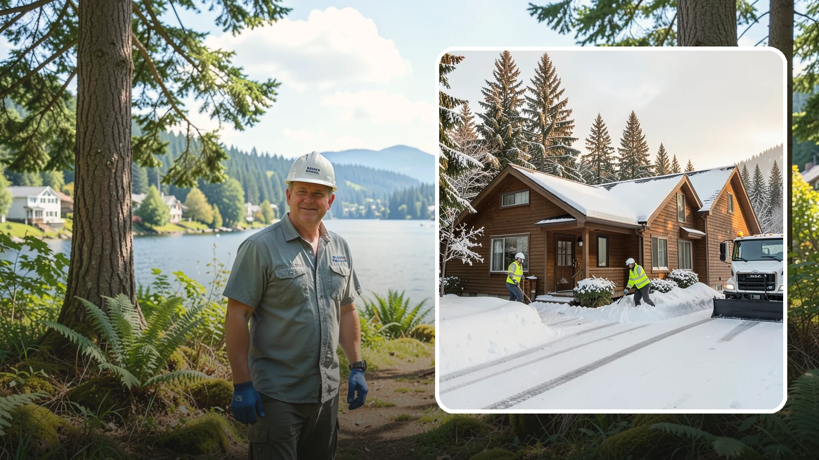 Cabin Snow Removal in Milton, King County, WA - We clear access and rooflines for cabins and getaway homes in the Cascade foothills and passes where real snow accumulates.