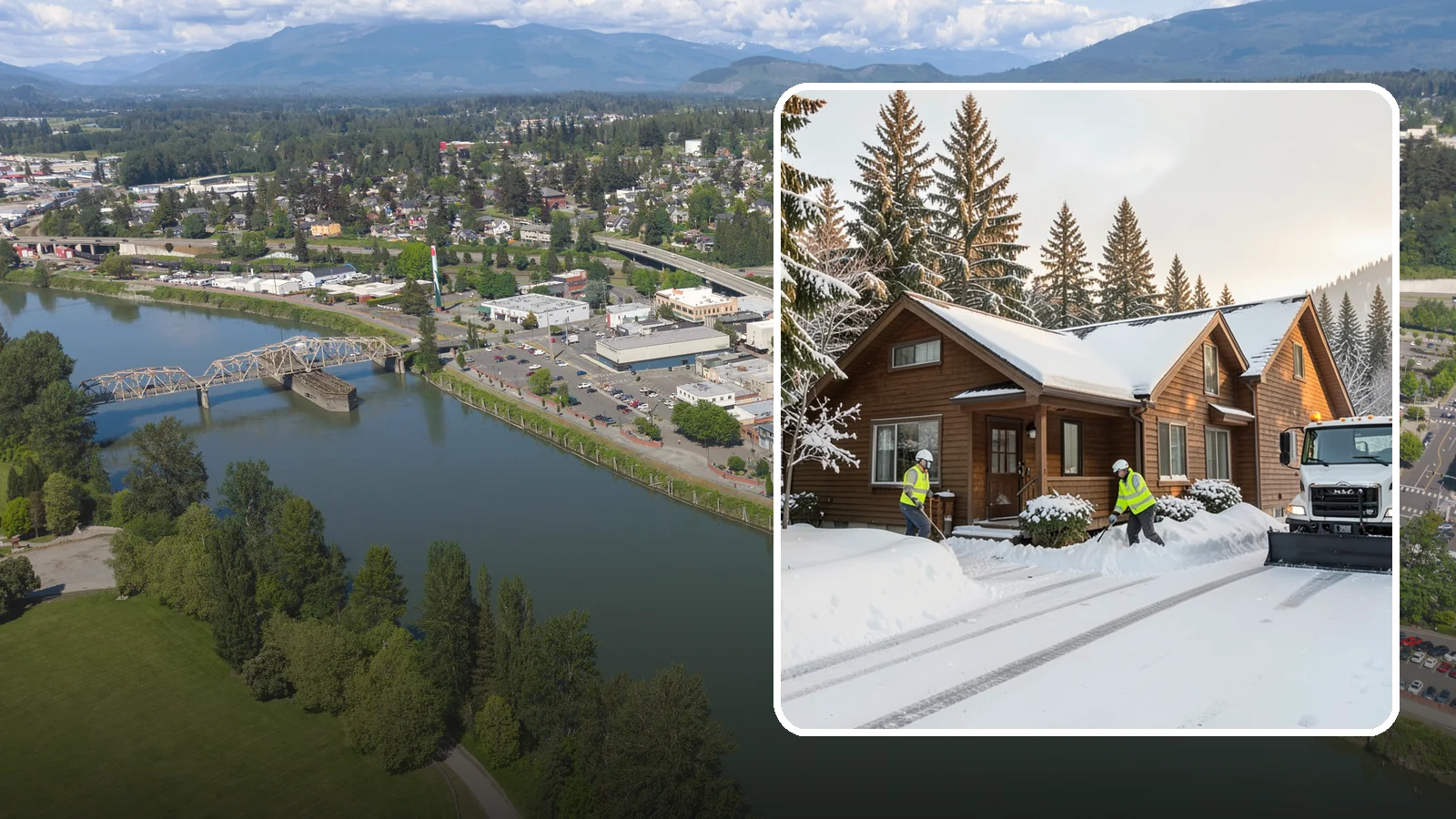 Cabin Snow Removal in Mount Vernon, Skagit County, WA - We clear access and rooflines for cabins and getaway homes in the Cascade foothills and passes where real snow accumulates.