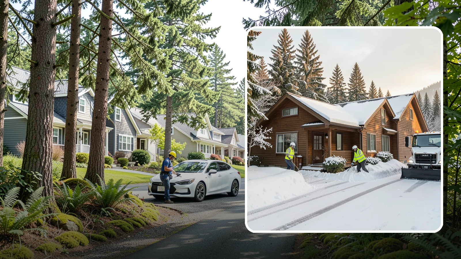 Cabin Snow Removal in Normandy Park, King County, WA - We clear access and rooflines for cabins and getaway homes in the Cascade foothills and passes where real snow accumulates.