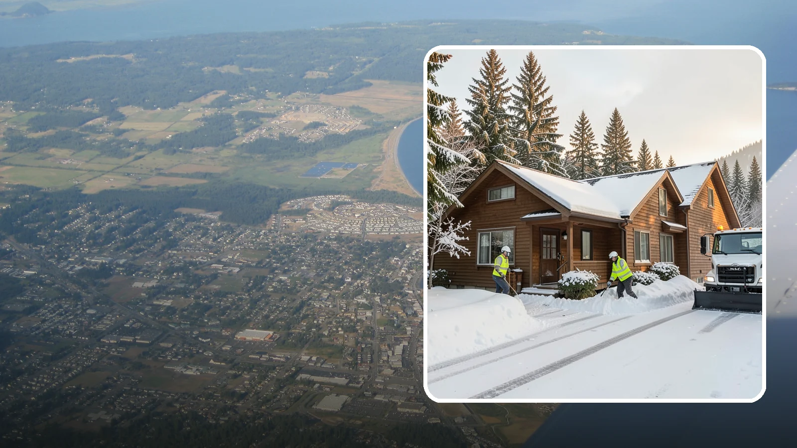 Cabin Snow Removal in Oak Harbor, Island County, WA - We clear access and rooflines for cabins and getaway homes in the Cascade foothills and passes where real snow accumulates.