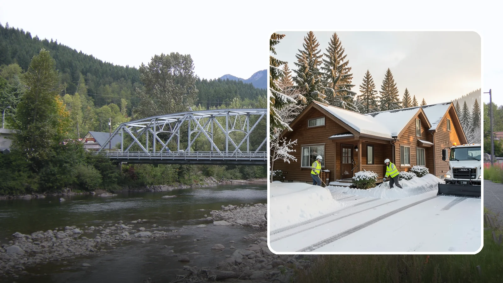 Cabin Snow Removal in Skykomish, King County, WA - We clear access and rooflines for cabins and getaway homes in the Cascade foothills and passes where real snow accumulates.