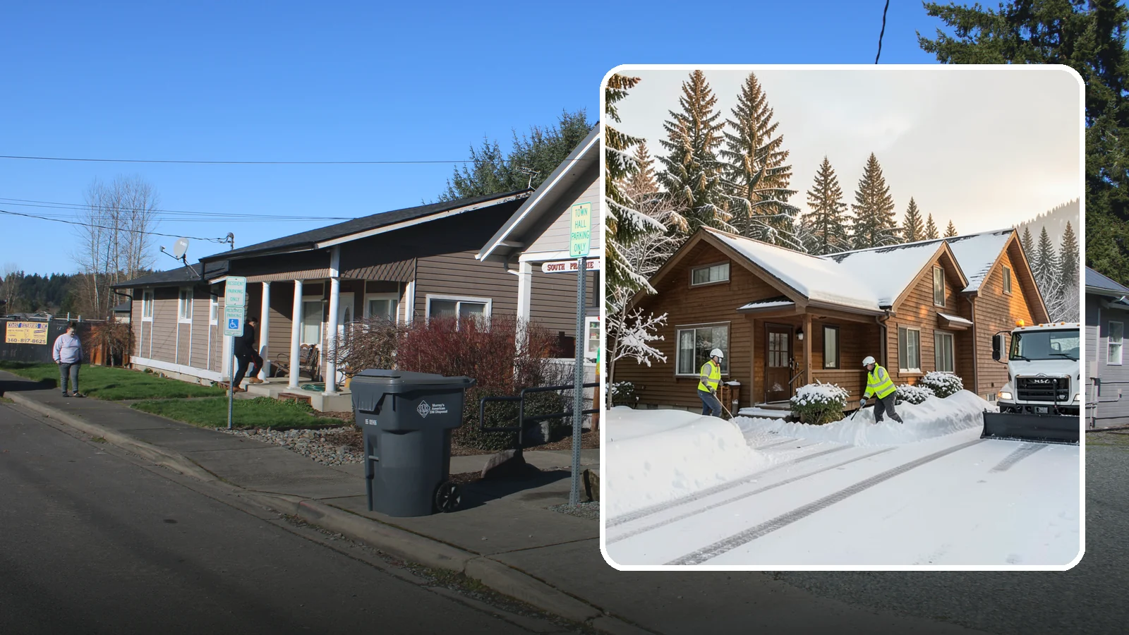 Cabin Snow Removal in South Prairie, Pierce County, WA - We clear access and rooflines for cabins and getaway homes in the Cascade foothills and passes where real snow accumulates.