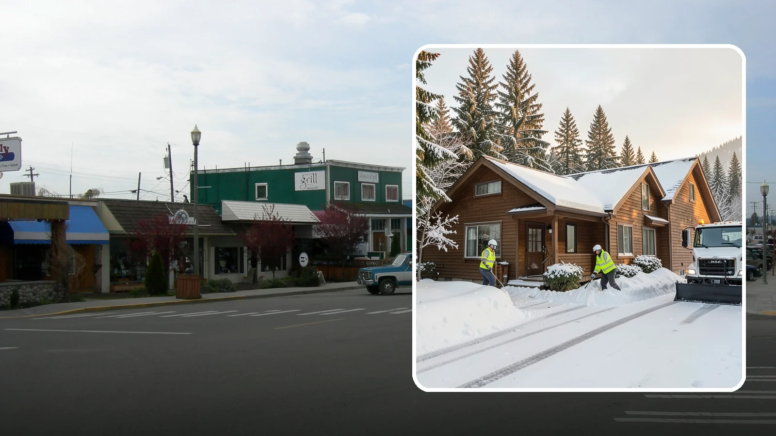 Cabin Snow Removal in Stanwood, Snohomish County, WA - We clear access and rooflines for cabins and getaway homes in the Cascade foothills and passes where real snow accumulates.
