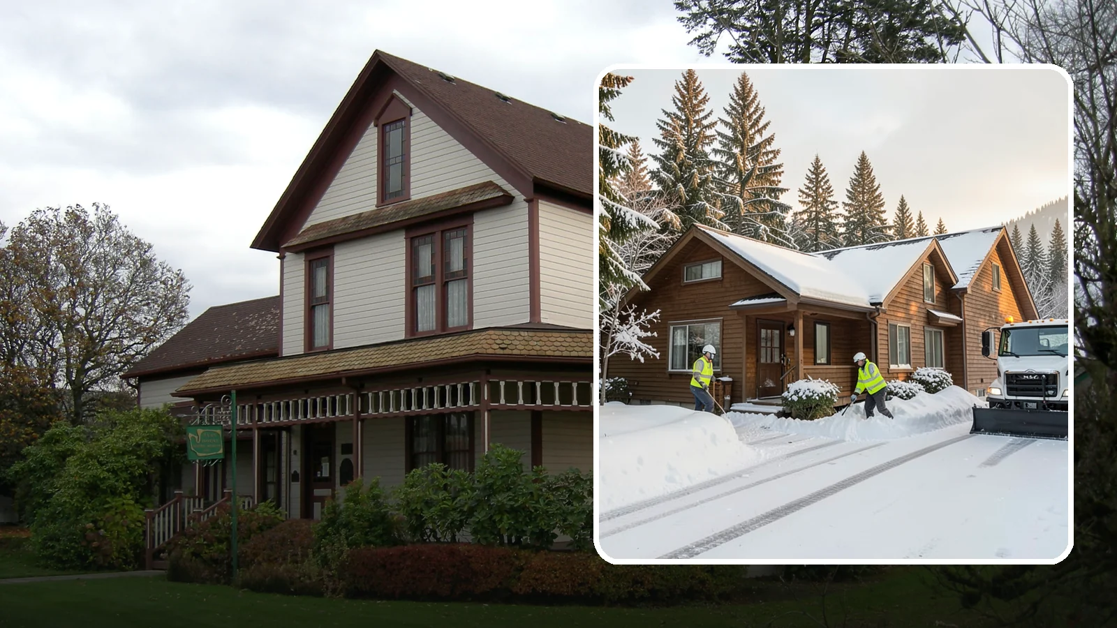 Cabin Snow Removal in Sumner, Pierce County, WA - We clear access and rooflines for cabins and getaway homes in the Cascade foothills and passes where real snow accumulates.