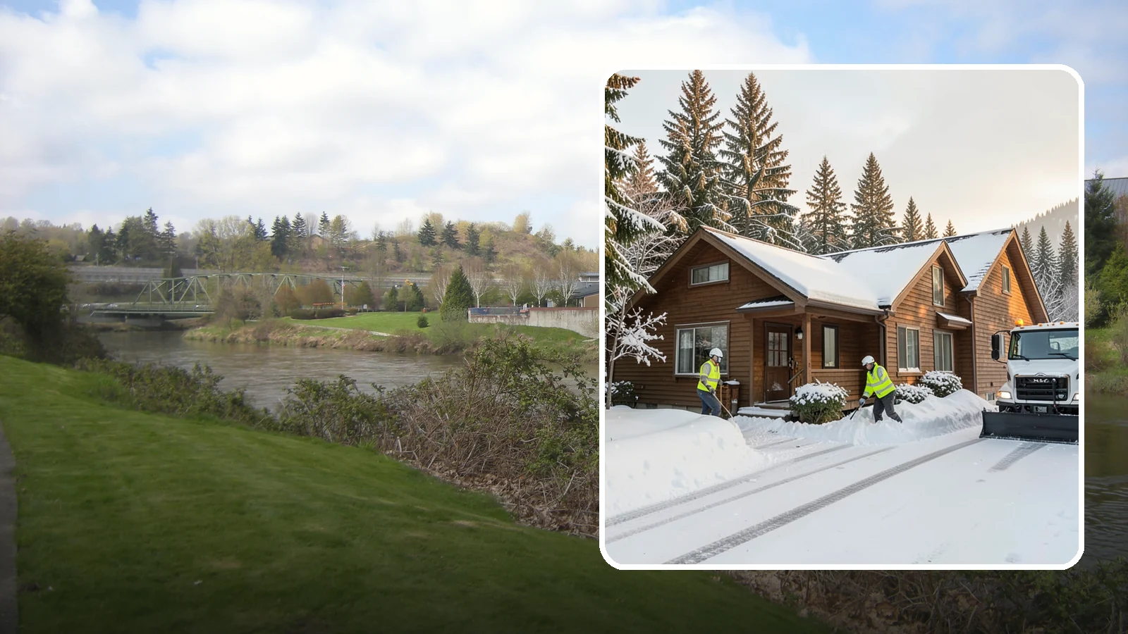 Cabin Snow Removal in Tukwila, King County, WA - We clear access and rooflines for cabins and getaway homes in the Cascade foothills and passes where real snow accumulates.