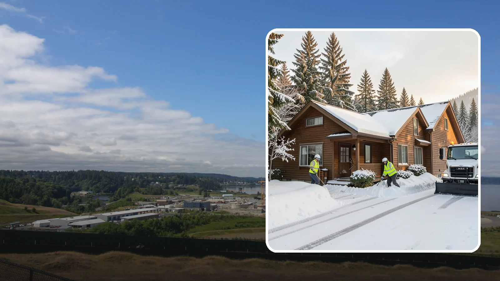 Cabin Snow Removal in University Place, Pierce County, WA - We clear access and rooflines for cabins and getaway homes in the Cascade foothills and passes where real snow accumulates.