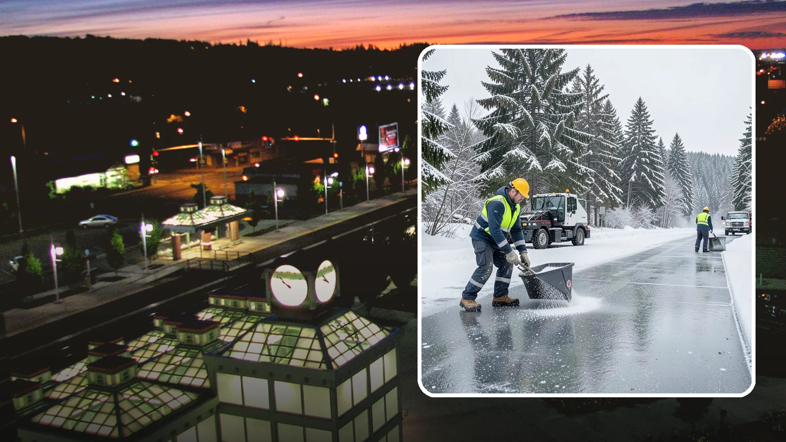 Calcium Chloride Spreading in Auburn, King County, WA - Calcium chloride spreading tackles ice at the sub-freezing temperatures where ordinary rock salt stops working.