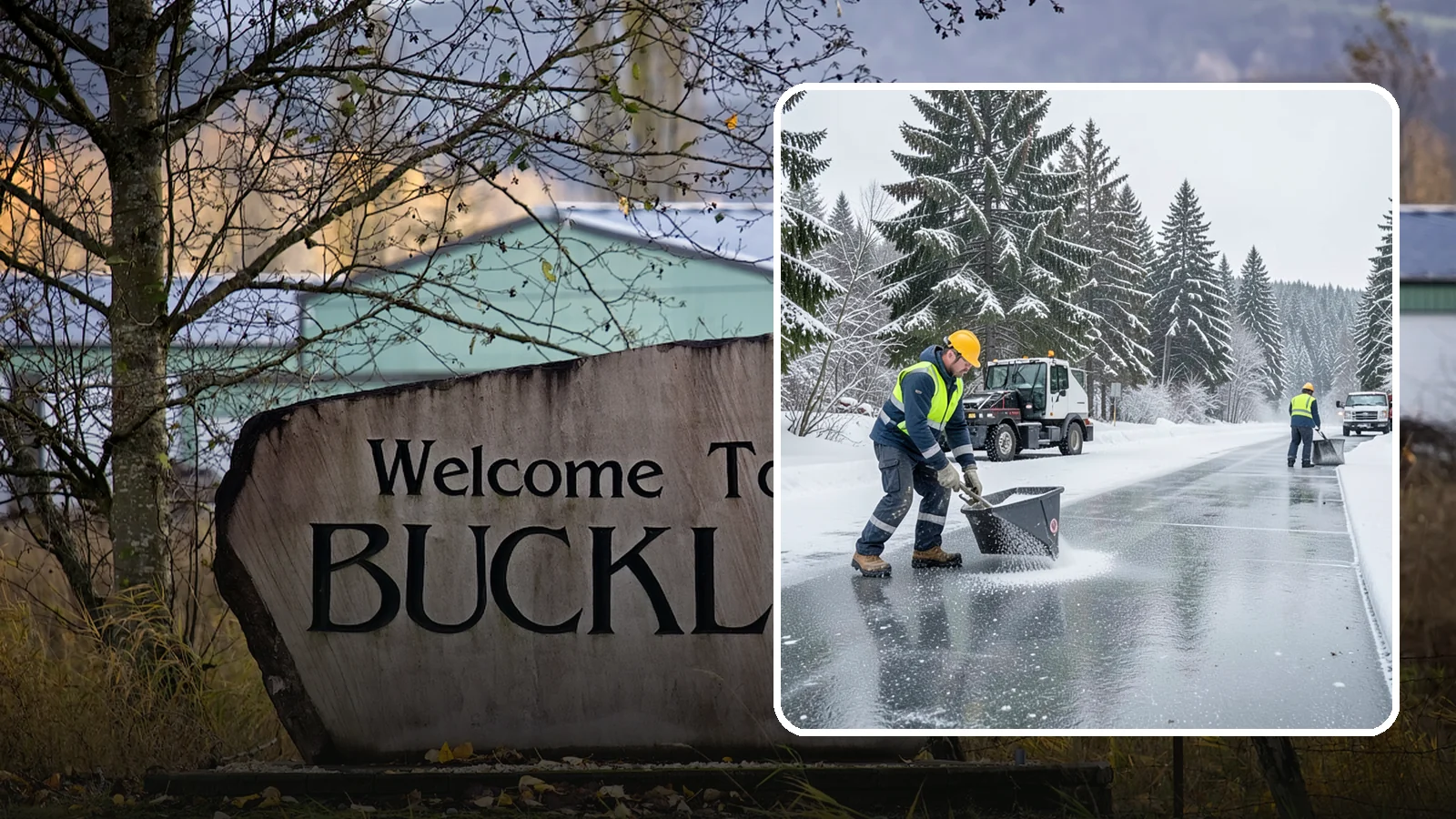Calcium Chloride Spreading in Buckley, Pierce County, WA - Calcium chloride spreading tackles ice at the sub-freezing temperatures where ordinary rock salt stops working.