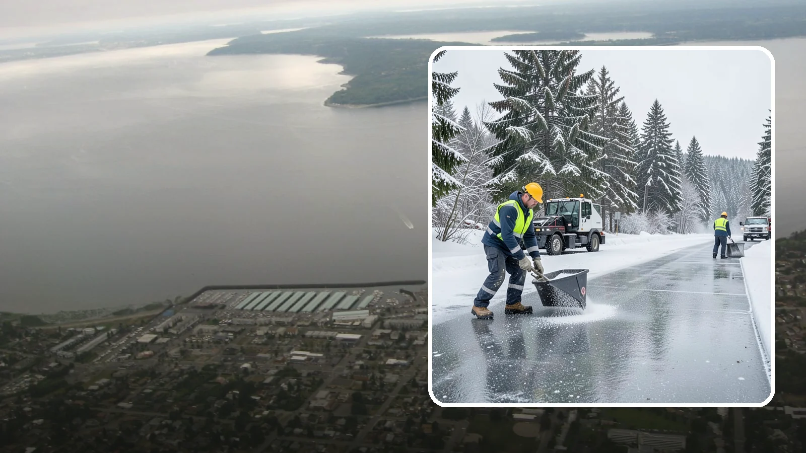 Calcium Chloride Spreading in Des Moines, King County, WA - Calcium chloride spreading tackles ice at the sub-freezing temperatures where ordinary rock salt stops working.